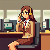 Office girl answering the call from journalist